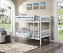 White Spindle Twin over Twin Bunk Bed 5074