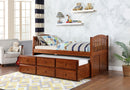 Mocha Twin Captain's Bed with Trundle Drawers 5107