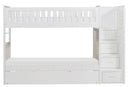 Galen Bunk Bed w/ Reversible Step Storage and Twin Trundle in White B2053SBW-1*R