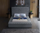 Bliss Grey Velvet Queen Bed (3 Boxes)