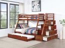 Mocha Twin over Full Bunk Bed with Storage Stairs 5237