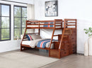 Mocha Twin over Full Bunk Bed with Storage Stairs 5237