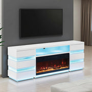 Mueble para TV Terni con chimenea y 2 mesas auxiliares
