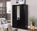 Black 3-Door Wardrobe with Mirror 620
