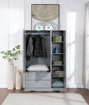 Grey 3-Door Wardrobe with Mirror 626