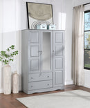 Grey 3-Door Wardrobe with Mirror 626