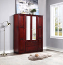 Mahogany 4-Door Wardrobe with Mirrors 642