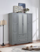 Grey 4-Door Wardrobe with Mirrors 646
