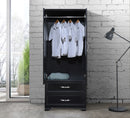 Black 2-Door 2-Drawer Wardrobe with Mirror 710