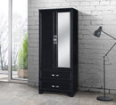 Black 2-Door 2-Drawer Wardrobe with Mirror 710