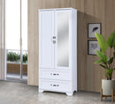 White 2-Door 2-Drawer Wardrobe with Mirror 711