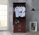 Mahogany 2-Door 2-Drawer Wardrobe with Mirror 712