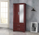 Mahogany 2-Door 2-Drawer Wardrobe with Mirror 712
