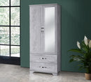 Whitewash 2-Door 2-Drawer Wardrobe with Mirror 713