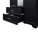 Black 3-Door 2-Drawer Wardrobe with Mirror 740