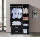 Black 3-Door 2-Drawer Wardrobe with Mirror 740