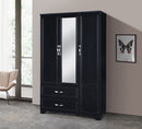 Black 3-Door 2-Drawer Wardrobe with Mirror 740