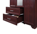 Mahogany 3-Door 2-Drawer Wardrobe with Mirror 742