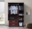 Mahogany 3-Door 2-Drawer Wardrobe with Mirror 742