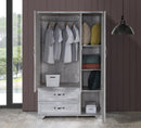 Whitewash 3-Door 2-Drawer Wardrobe with Mirror 743