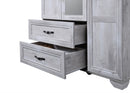 Whitewash 3-Door 2-Drawer Wardrobe with Mirror 743