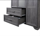 Grey 3-Door 2-Drawer Wardrobe with Mirror 744
