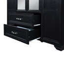 Black 4-Door 2-Drawer Wardrobe with Mirrors 750