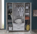 Whitewash 4-Door 2-Drawer Wardrobe with Mirrors 753