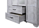 Whitewash 4-Door 2-Drawer Wardrobe with Mirrors 753