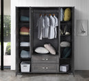 Grey 4-Door 2-Drawer Wardrobe with Mirrors 754