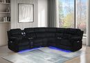 Black Power Reclining Sectional with LED 9060