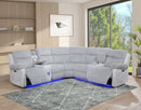 Light Gray Power Reclining Sectional with LED 9063