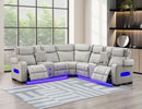 Ice Gray Reclining Sectional with LED 9091
