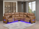 Cognac Reclining Sectional with LED 9092
