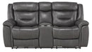 Danio Power Double Reclining Loveseat with Power Headrests in Dark Gray 9528DGY-2PWH