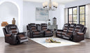 Two-Tone Brown Leather Gel Reclining Set 9506