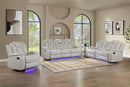Ice Gray Leather Gel Reclining Set with LED 9639