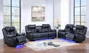 Black Power Reclining Set with LED 9650