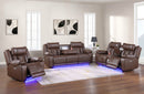 Brown Power Reclining Set with LED 9652