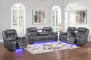 Light Gray Power Reclining Set with LED 9654
