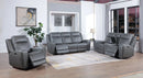 Gray Genuine Leather Power Reclining Set 9704