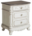 Cinderella Night Stand in Antique White with Grey Rub-Through 1386NW-4