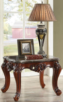 Acme Furniture Eustoma End Table in Marble/Walnut 83067