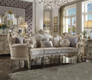 Picardy Fabric & Antique Pearl Sofa w/8 Pillows