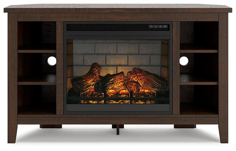 Camiburg Corner TV Stand with Electric Fireplace