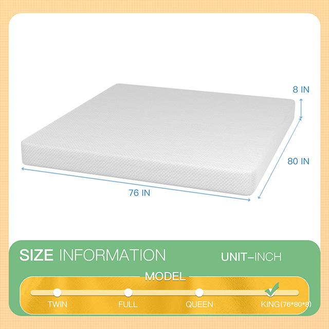 Forsythia 8" E.King Green Tea Gel Memory Foam