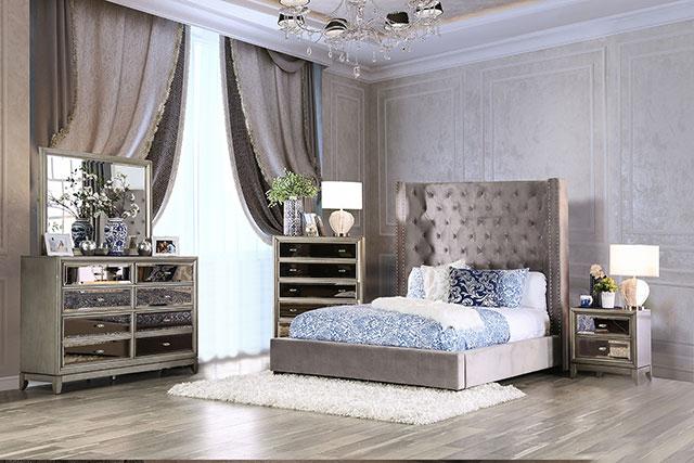 ROSABELLE Queen Bed, Gray