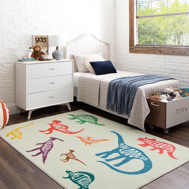 BARON 5' X 8', Area Rug, Dinos, Multi/Beige image