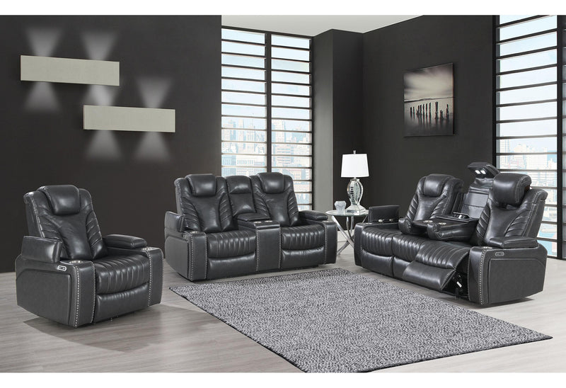 U1677 BLANCHE GREY POWER RECLINING SOFA AND POWER CONSOLE RECLINING SOFA