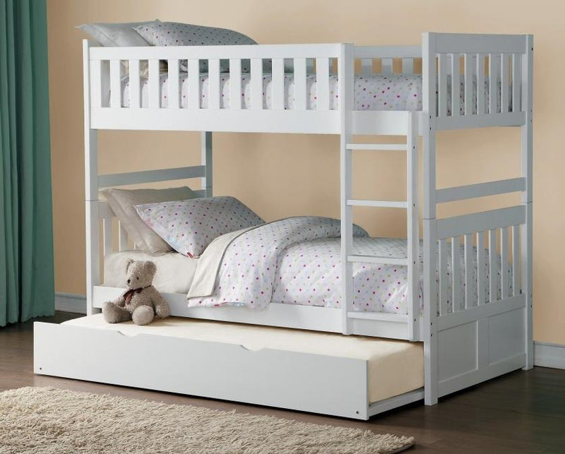 Homelegance Galen Twin/Twin Bunk Bed w/ Twin Trundle in White B2053W-1*R